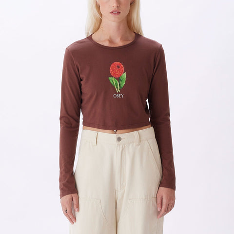 Obey Bulb Cropped Mia LS Shirt - Sepia