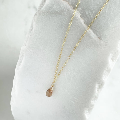 Token Imperial Topaz Teardrop Necklace - 16" 14K Gold Fill