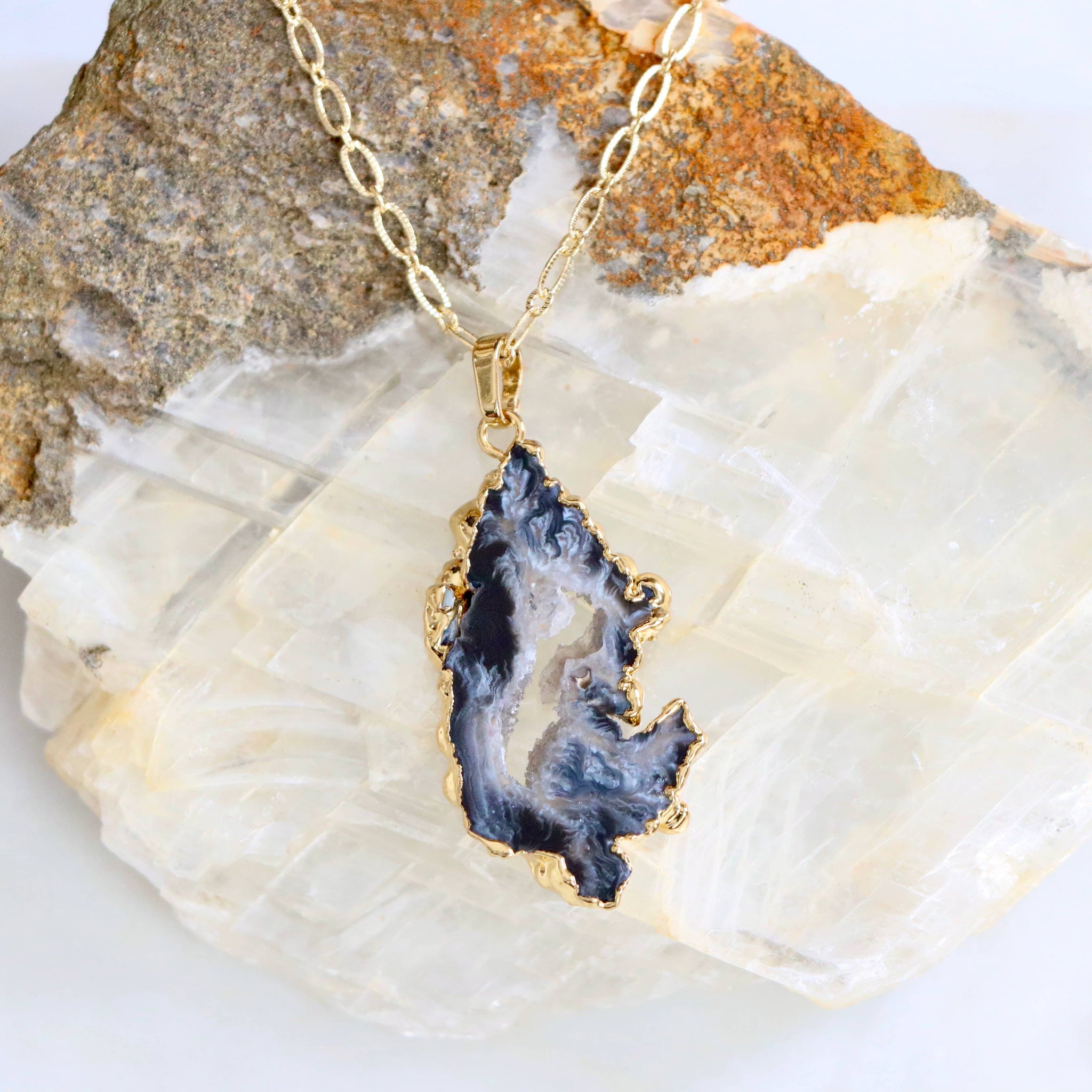 Mesa Blue Geode Slice Necklace