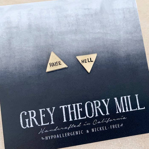 Grey Theory Mill Raise Hell Stud Earrings