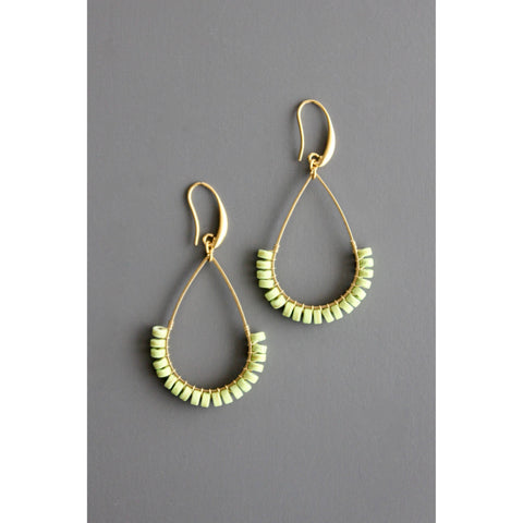 David Aubrey Mint Green Teardrop Wire Wrapped Earrings