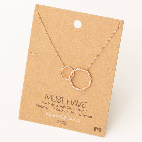 Double Circle Chain Link Charm Necklace