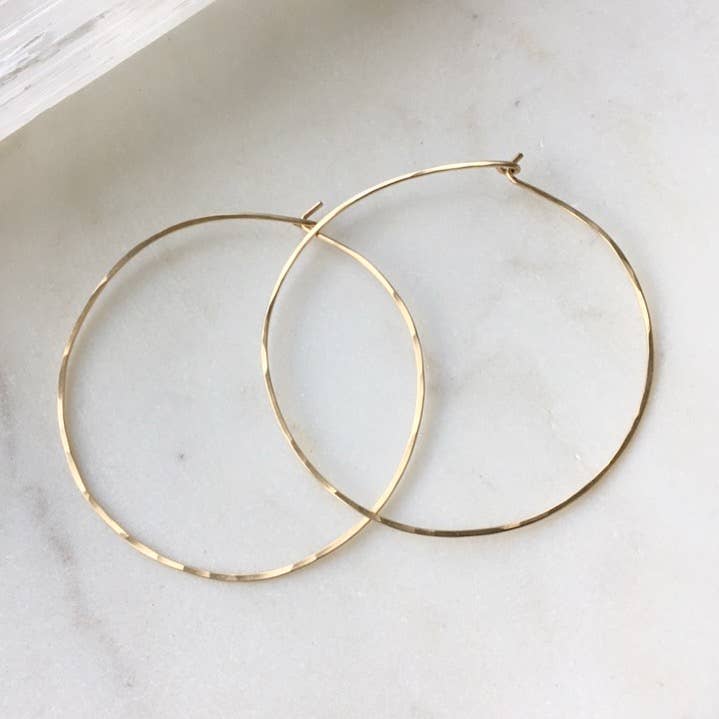 Token Organic Hoop Earrings - Large 14K Gold