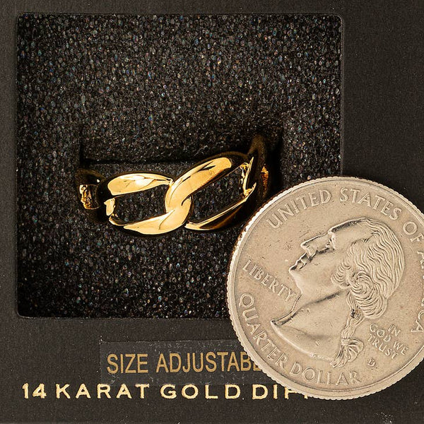 Gold Dipped Curb Chain Fashion Ring