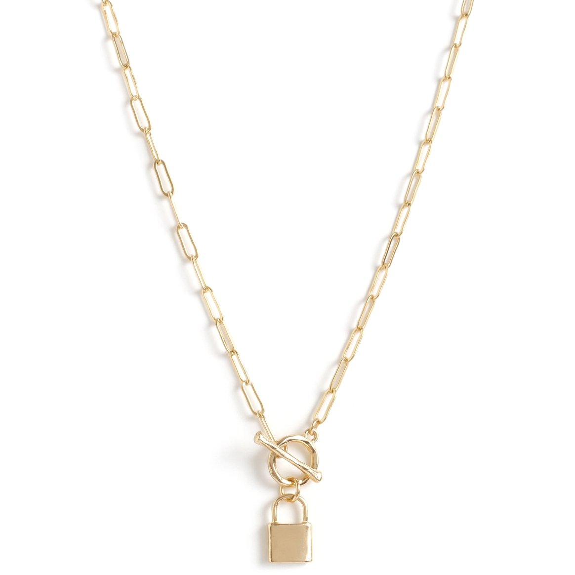 Splendid Iris Chain Lock Necklace - Gold