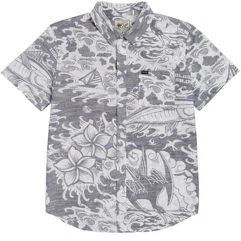 Dark Seas Log Cabin Short Sleeve Woven