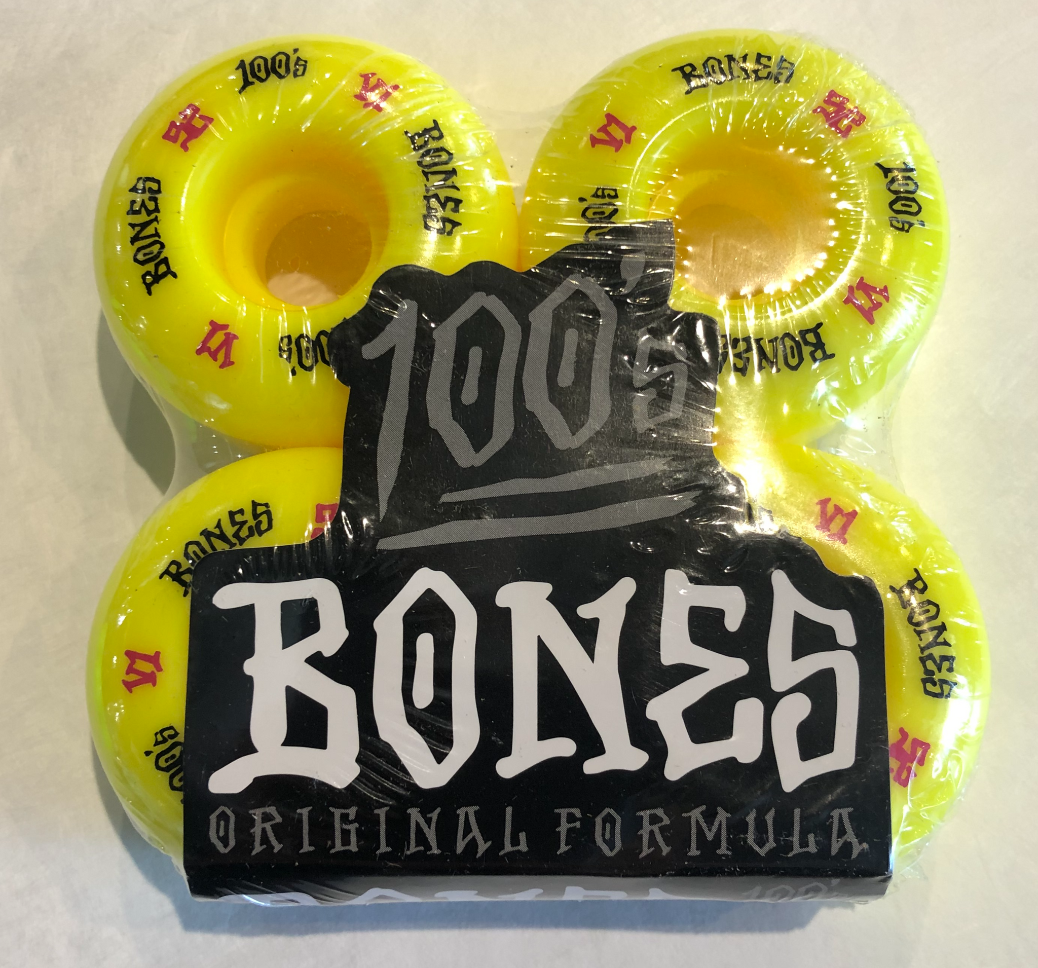 Bones 100's OG SKateboard Wheels - Yellow