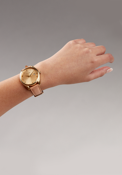 Nixon Thalia Leather Watch - Light Gold Tan