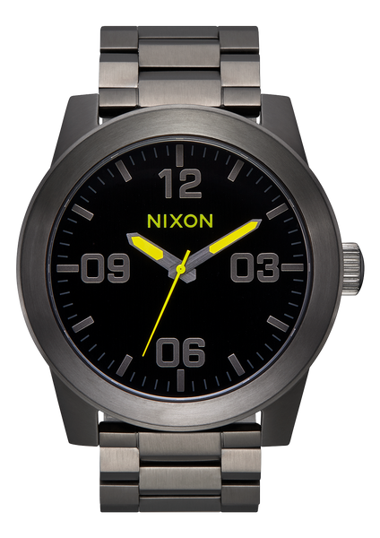 Nixon Corporal Stainless Steel Watch - Black Gunmetal Lime