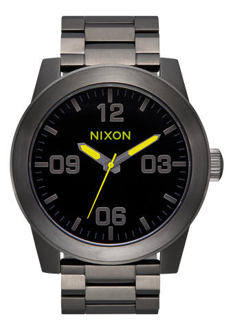 Nixon Corporal Stainless Steel Watch - Black Gunmetal Lime