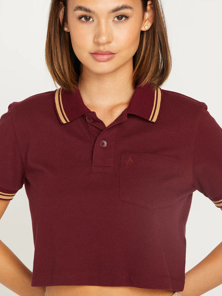 Volcom Poolup Polo Short Sleeve Shirt - Burgundy