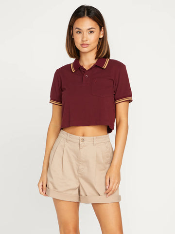 Volcom Poolup Polo Short Sleeve Shirt - Burgundy