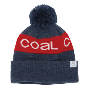 Coal The Team Athletic Stripe Pom Beanie - Navy/Red