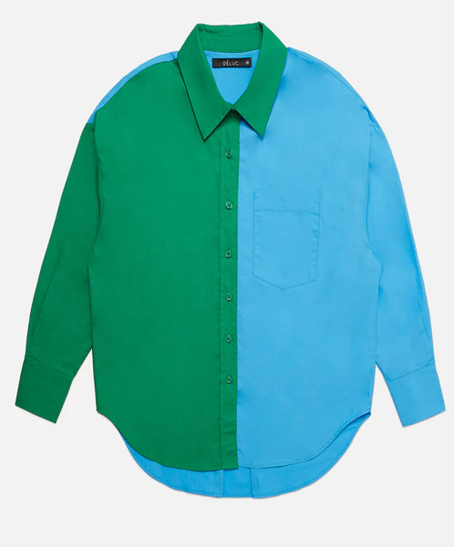 Deluc Astria Bicolor Shirt - Green Blue