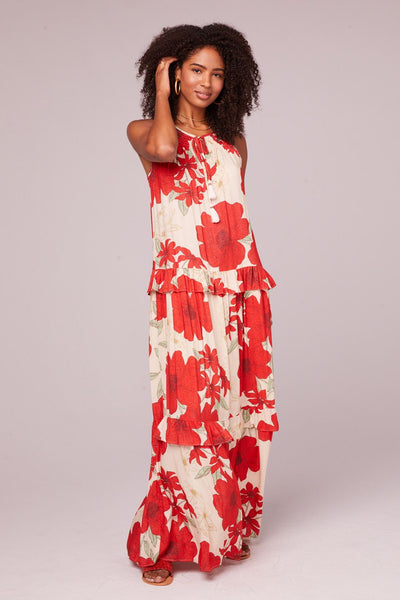 Band of Gypsies Del Ray Tiered Red Poppy Dress