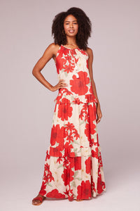Band of Gypsies Del Ray Tiered Red Poppy Dress