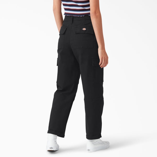 Dickies Womens Cropped Cargo Pants With Belt - Black