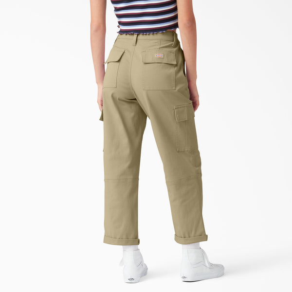 Dickies Womens Cropped Cargo Pants With Belt - Sandstorm