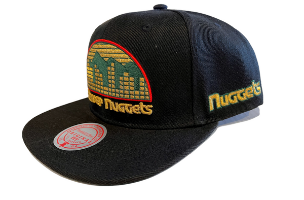 Mitchell & Ness NBA Nuggets Logo Color Snapback Hat - Black