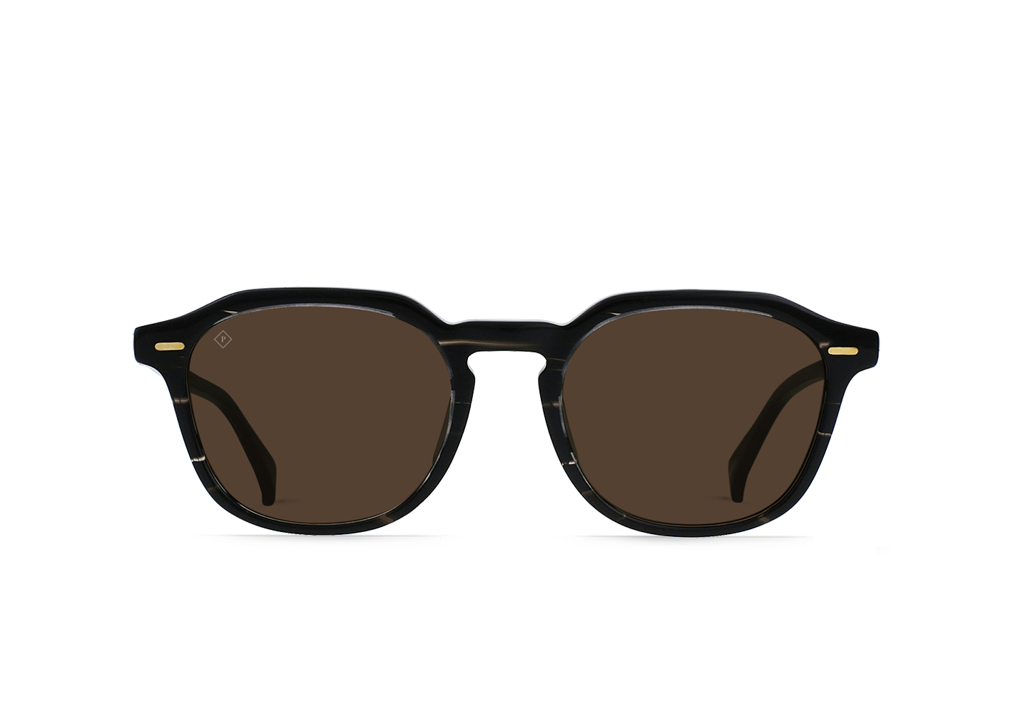 Raen Clyve Polarized Angular Round Sunglasses - Licorice/BRown Polarized