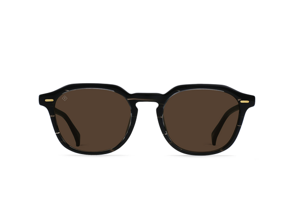 Raen Clyve Polarized Angular Round Sunglasses - Licorice/BRown Polarized