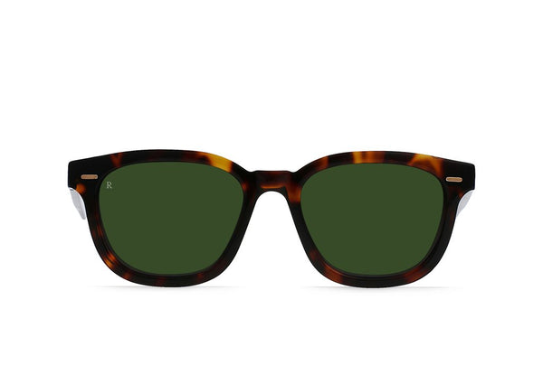 Raen Myles Unisex Square Handmade Sunglasses - Kola Tortoise / Bottle Green