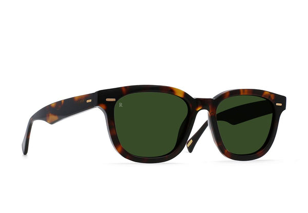 Raen Myles Unisex Square Handmade Sunglasses - Kola Tortoise / Bottle Green