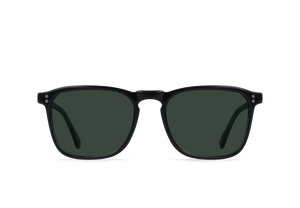 Raen Wiley Mens Square Sunglasses - Crystal Black/Green Polarized