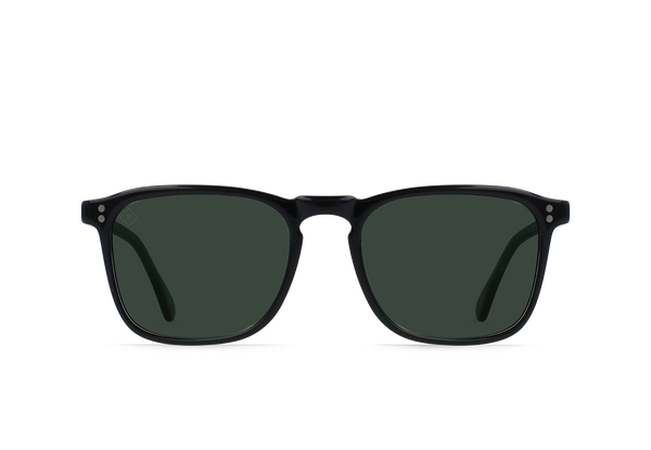 Raen Wiley Mens Square Sunglasses - Crystal Black/Green Polarized
