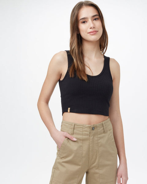 Tentree Cropped Fitted Tank Top - Jet Black
