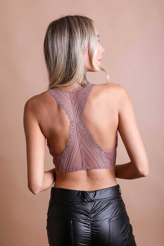 Seamless Front Lace Racerback Bralette - Rose Clay