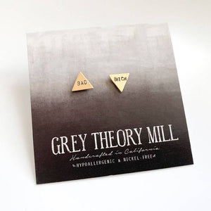 Grey Theory Mill BAD BITCH, Triangle Earrings