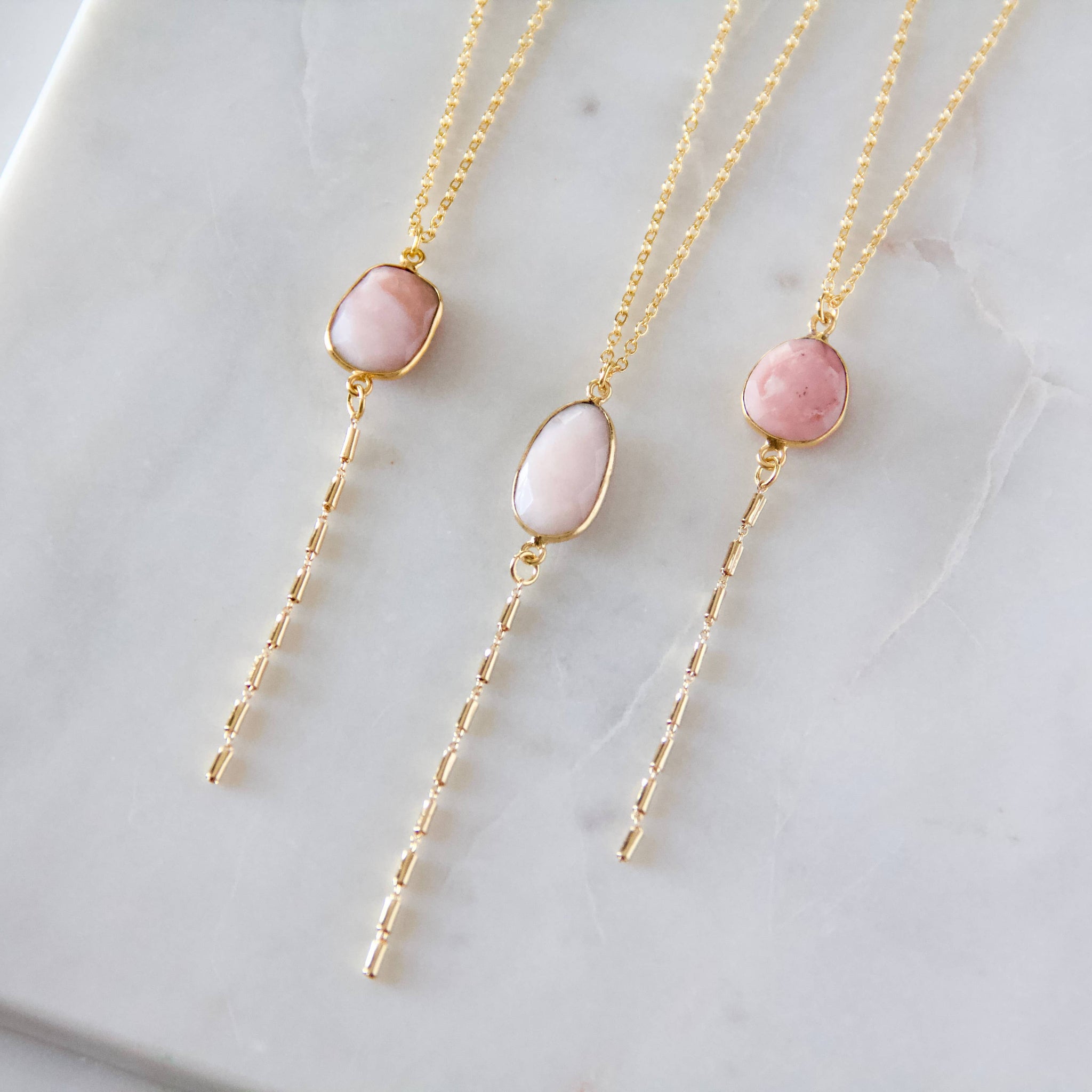 Pink Opal Lariat Necklace