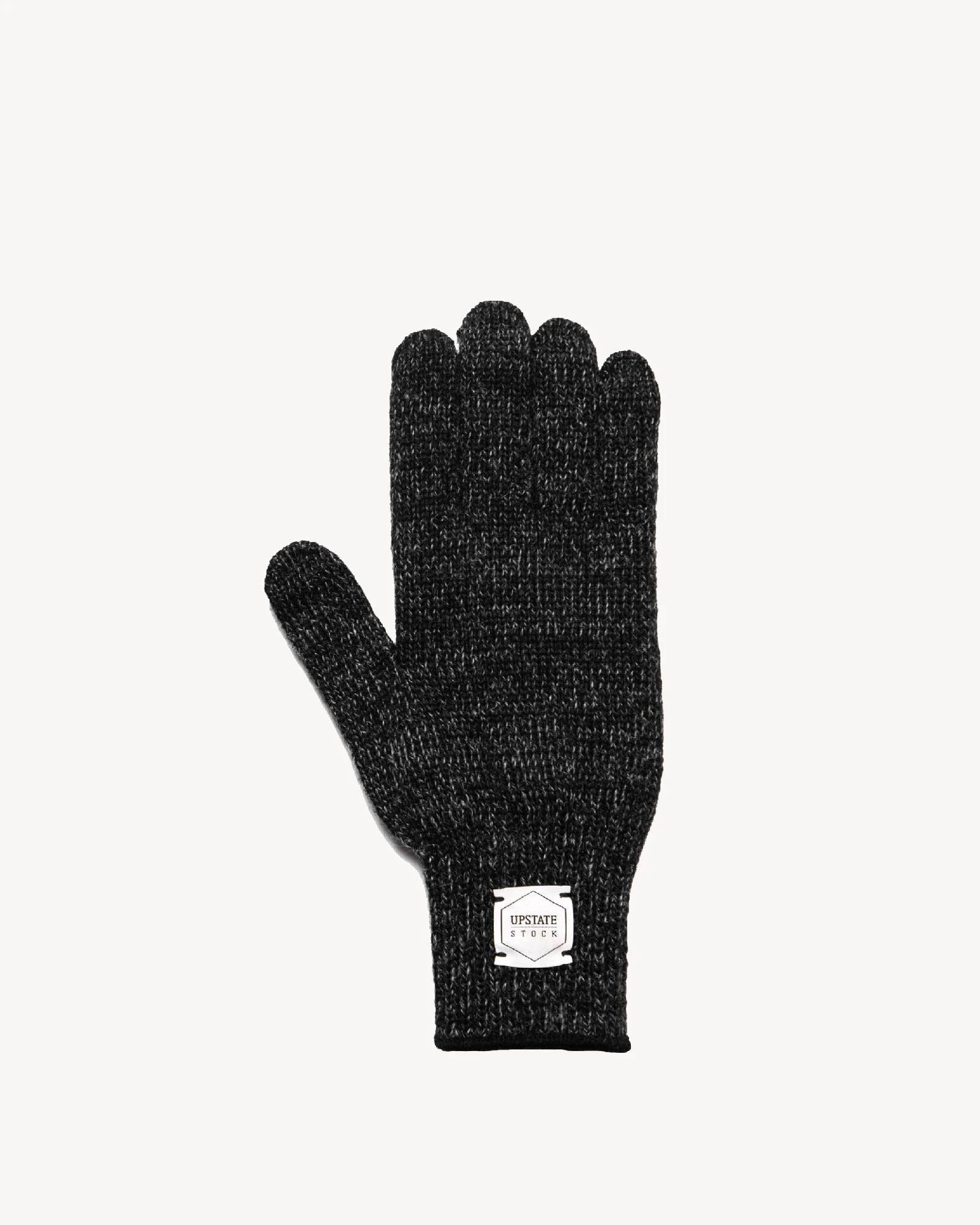 Black Melange Ragg Wool Full Glove - Med