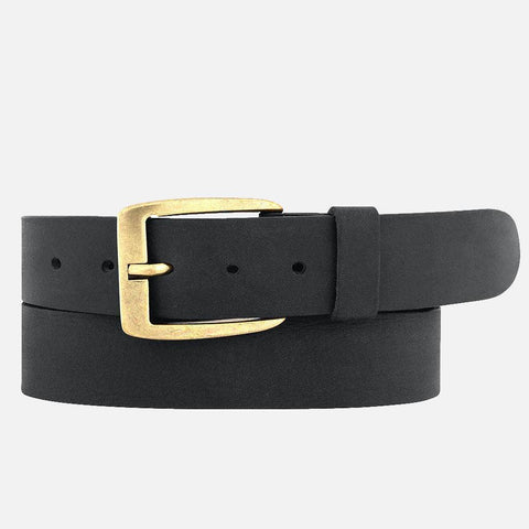 Robyn Classic Vintage Gold Buckle Leather Belt - Anthracite