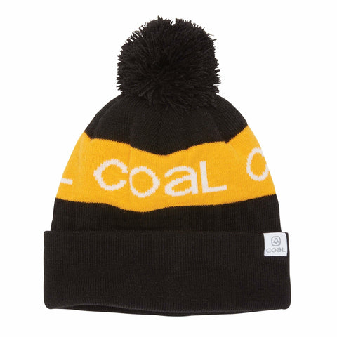 Coal The Team Athletic Stripe Pom Beanie - Black