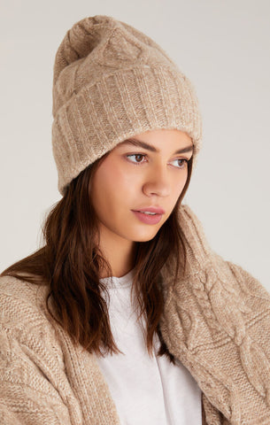 Z Supply Cable Knit Beanie - Oatmeal Heather