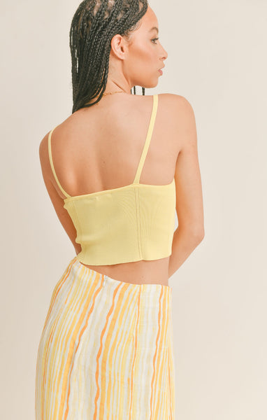 Sage The Lable Wish You Were Here Ribbed Cami Top - Lemon