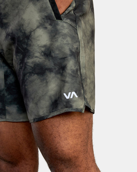 RVCA Yogger Stretch Athletic Shorts 17" - Olive Tie Dye