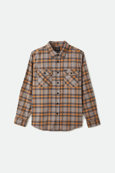 Brixton Bowery Stretch Long Sleeve Crossover Flannel - Heather Grey